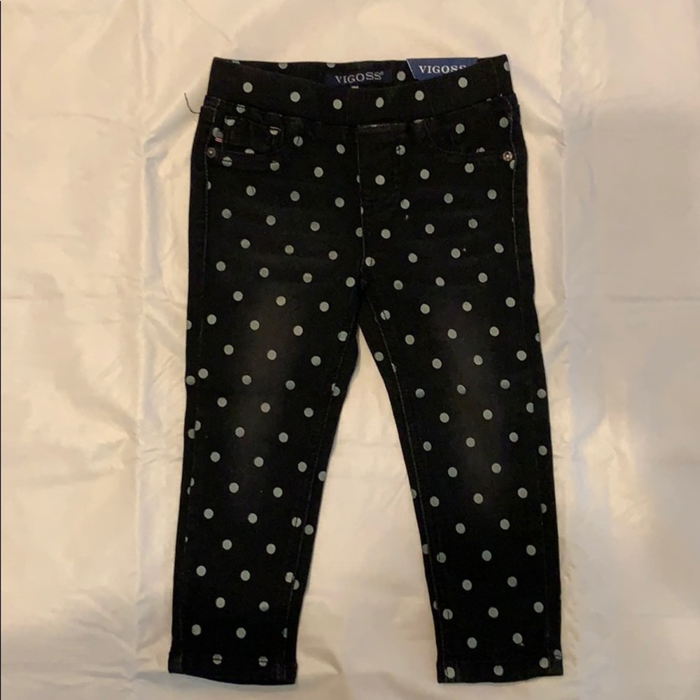 Brand new, polka dot black jeans